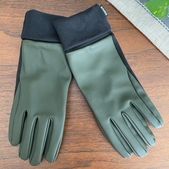Rains Accessories - Rains Waterproof 100% Poly Gloves Green & Blk Touch Screen Compatible Unisex M/L